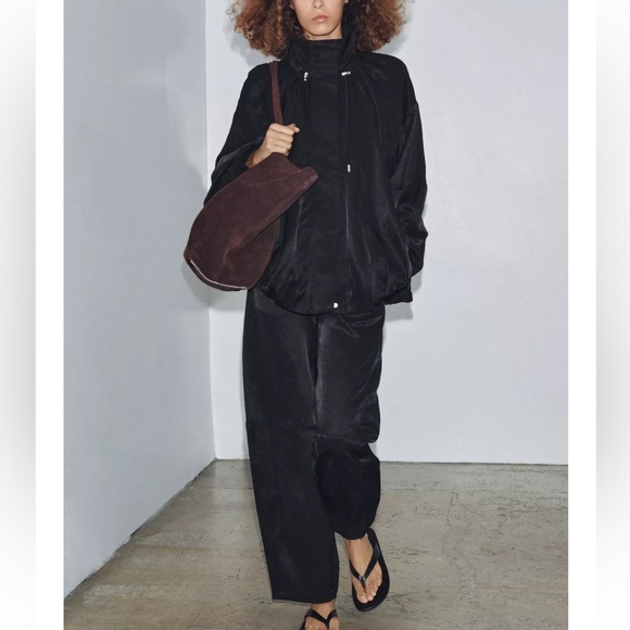 Zara NWT black satin pants - Picture 5 of 11